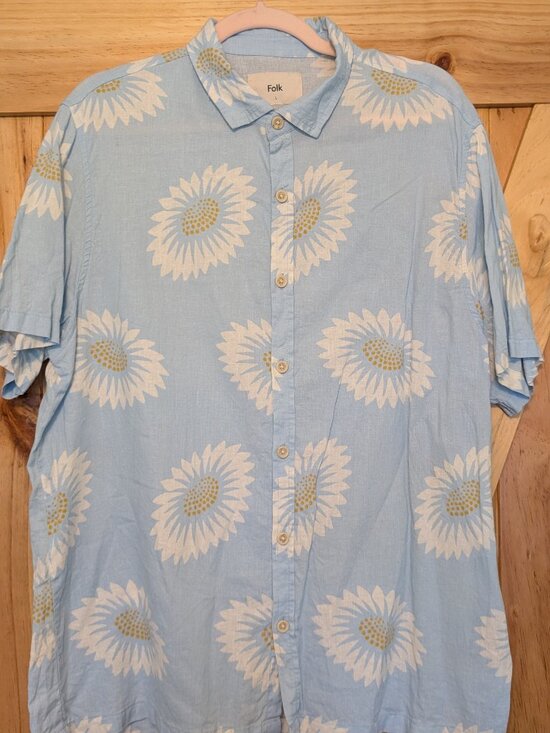 Folk Other - Folk Light Blue Floral Button-Down Shirt Size L